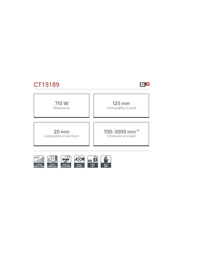 Crown CT15189 Jig Saw 100mm, 710W,220V/60Hz Grey/Black Grey/Black - Image 5