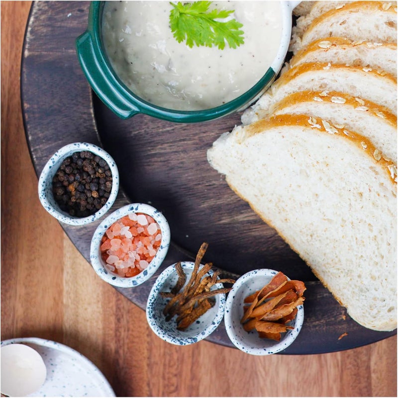 roro Ceramic Stoneware Mini Pinch Bowls Set of 6 HandMolded Artisanal Speckled White Perfect for Gourmet Salt Pepper Spices and Seasoning  Cute and Elegant Kitchen Addition - Image 5