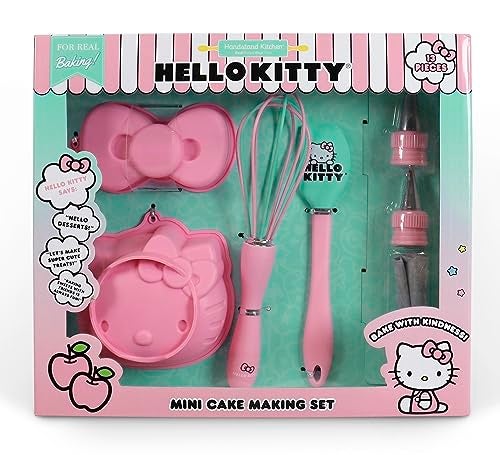 Handstand Kitchen Hello Kitty Cake Baking Set with Kitty Face and Bow Mini Cake Molds and More - Image 1