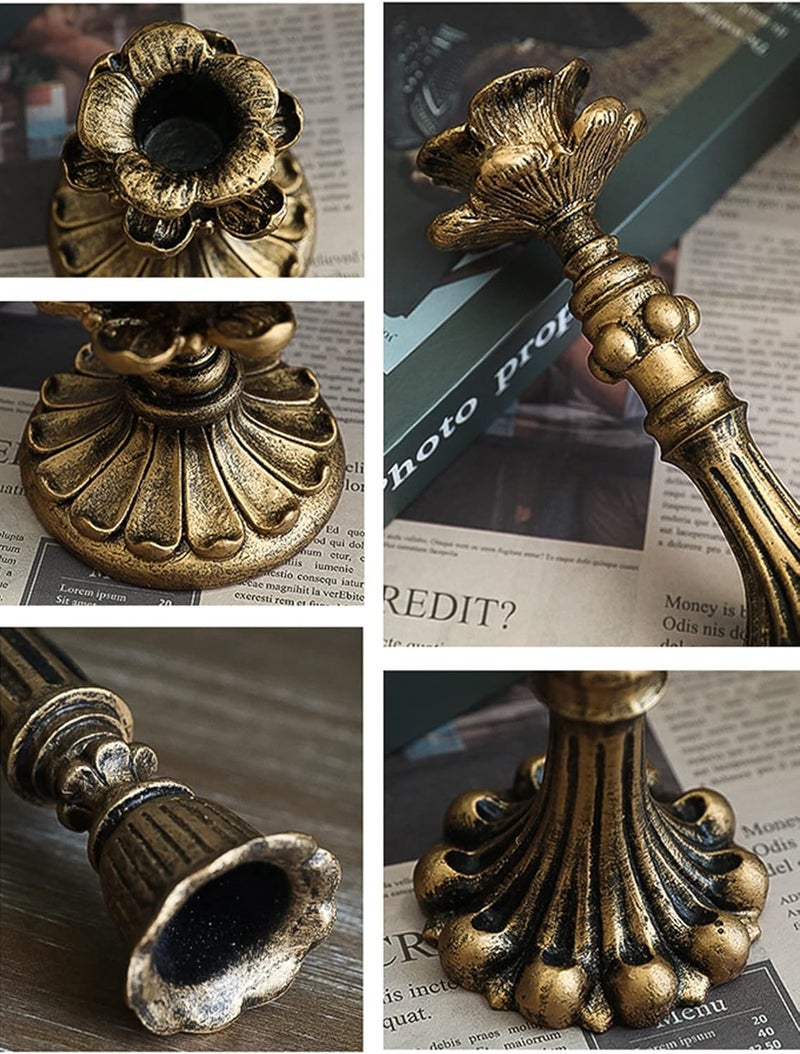 LPUSA Multi-category warehouse equip Vintage Candlestick Holder for Taper，Resin Candle Holder Antique Bronze，Decorative for Home Decor Centerpiece for Wedding Party, Wedding Anniversary Decoration，Set of 4(AABC) Bulk storage easy optimized build - Image 3