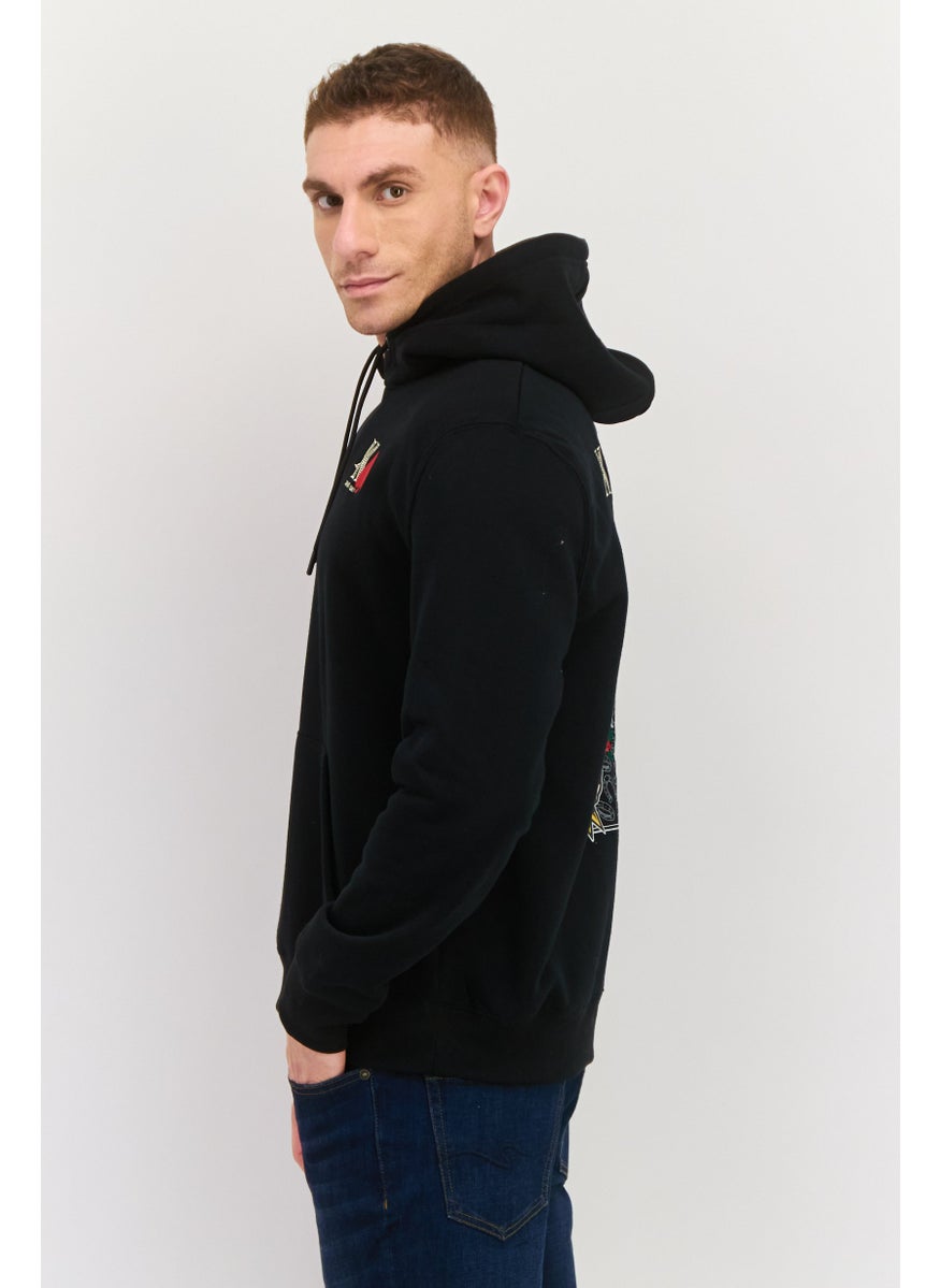 MEMBERS ONLY - Men Hooded Embroidered Long Sleeves Sweatshirt, Black - Image 1