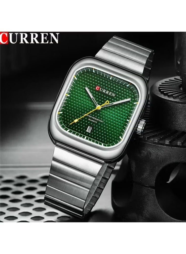 كارين ساعة كوارتز مربعة بحزام فولاذي للرجال 8460 - Image 2