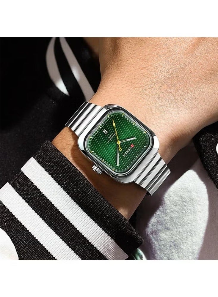 كارين ساعة كوارتز مربعة بحزام فولاذي للرجال 8460 - Image 3