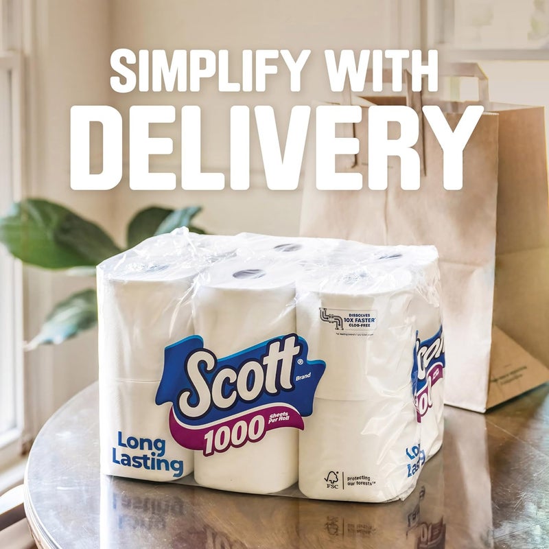 Scott 1000 Toilet Paper, 8 Rolls, Septic-Safe, 1-Ply Toilet Tissue - Image 5