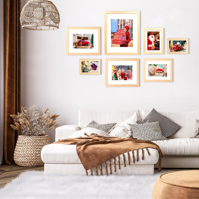 KINLINK 5x7 Picture Frames White Oak  Light Wood Frames with Acrylic Plexiglass for 3.5x5/4x6 with Mat or 5x7 without Mat  Tabletop and Wall Mounting Display  Set of 4 - Image 4