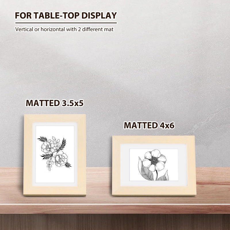 KINLINK 5x7 Picture Frames White Oak  Light Wood Frames with Acrylic Plexiglass for 3.5x5/4x6 with Mat or 5x7 without Mat  Tabletop and Wall Mounting Display  Set of 4 - Image 5