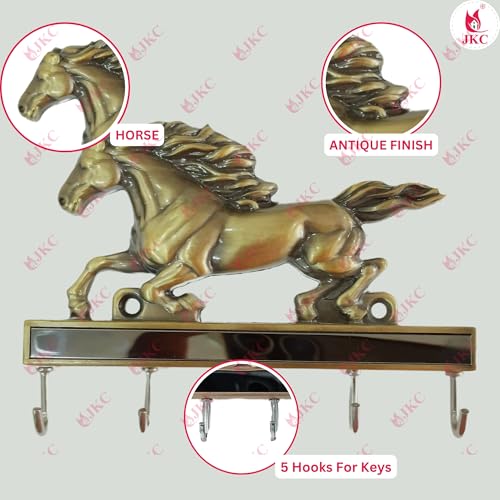 JKC Brass Finish Antique Rajwadi Key Holder for Home Decor Stylish, Key Hangers for Wall, Key Holder for Home Without Drill - Image 5