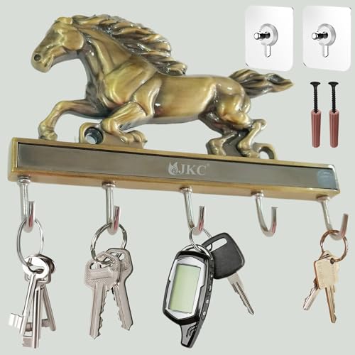 JKC Brass Finish Antique Rajwadi Key Holder for Home Decor Stylish, Key Hangers for Wall, Key Holder for Home Without Drill - Image 1
