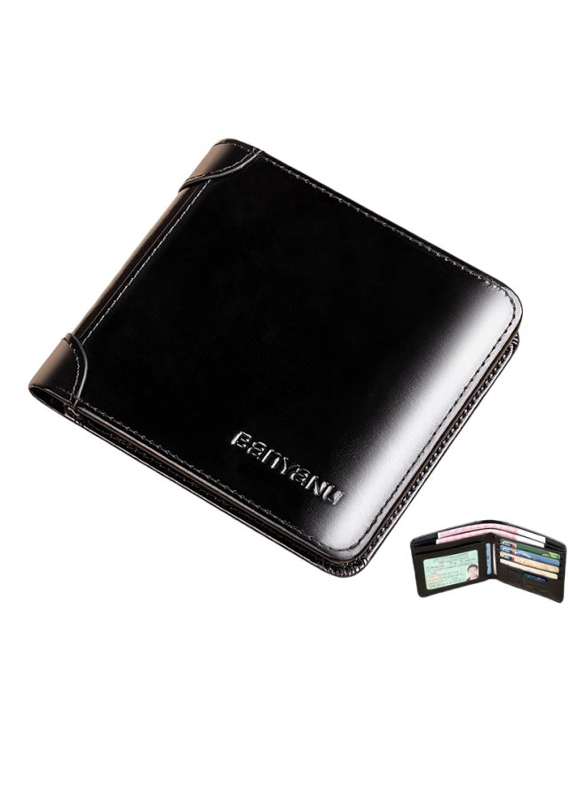 banyanu Wallet Men's Horizontal Genuine Leather Ultra-Thin New Style Wallet Cowhide Black - Image 1