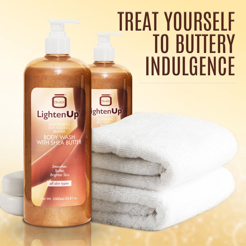LIGHTENUP غسول الجسم المقشر OMIC لايتن-أب - 33.8 أونصة سائلة / 1000 مل - مصمم لتقشير وتغذية البشرة، مع زبدة الشيا والبابايا - Image 5