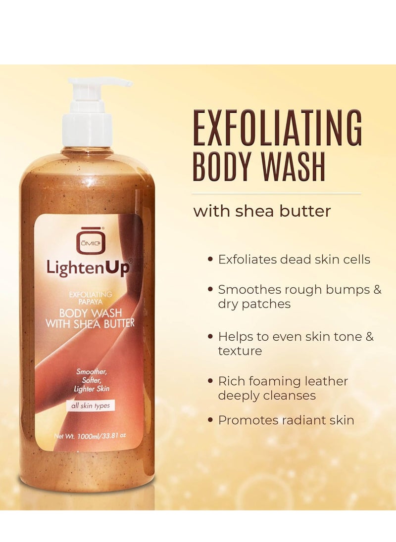 LIGHTENUP - OMIC Lighten-Up LightenUp Exfoliating Body Wash - 33.8 Fl oz / 1000 ml - Formulated to Exfoliate and to Nourish Skin, with Shea Butter, Papaya - Image 1
