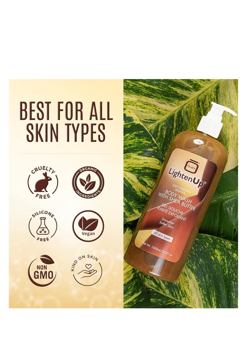LIGHTENUP - OMIC Lighten-Up LightenUp Exfoliating Body Wash - 33.8 Fl oz / 1000 ml - Formulated to Exfoliate and to Nourish Skin, with Shea Butter, Papaya - Image 1