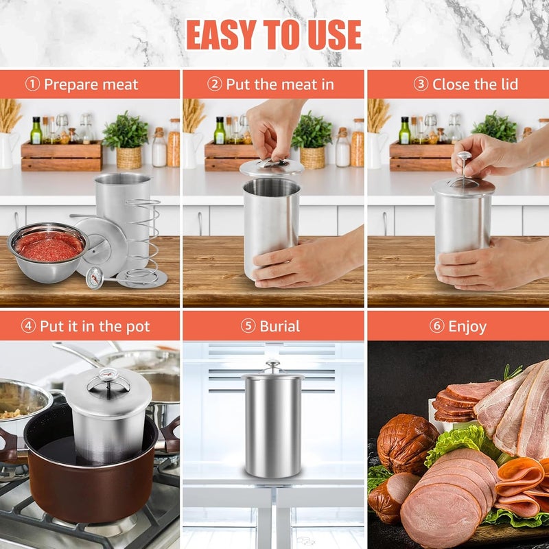 windforgecraft 304 Stainless Steel Ham Press Maker Ham Meat Press Maker Machine with Thermometer Ham Maker Meat Press Tool Homemade Deli Meat Press Marker Machine for Making Homemade Deli Meat - Image 3