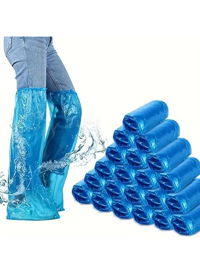 20 Pairs Blue Disposable Shoe Covers Non Slip Waterproof Boot Protectors For Rainy Days - Image 5