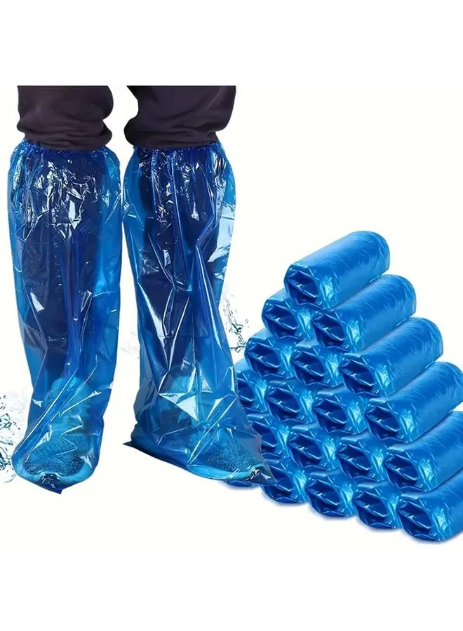 20 Pairs Blue Disposable Shoe Covers Non Slip Waterproof Boot Protectors For Rainy Days - Image 2