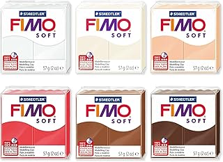 Fimo FIMO Soft Polymer Oven Modelling Clay - 57g - Set of 6 Colours - Warm Neutral Tones - Image 1