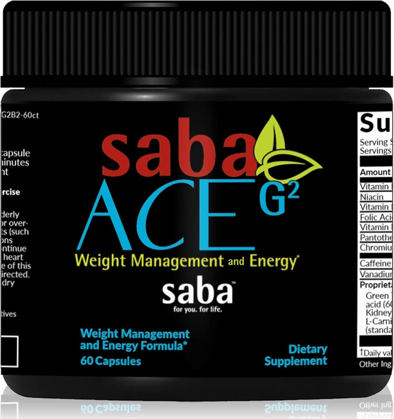 Saba Kombucha Saba ACE G2  Thermogenic Fat Burner Weight Loss Supplement Appetite Suppressant  Energy Booster  Green Tea ExtractCapsimax Garcania Carnosyn  More  60 Capsules - Image 1