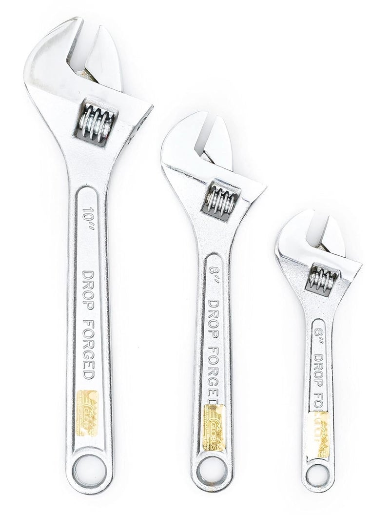 GLOBUS 1432 Forged Adjustable Steel Wrench 150 mm 200 mm and 250 mm chrome finish - Image 1