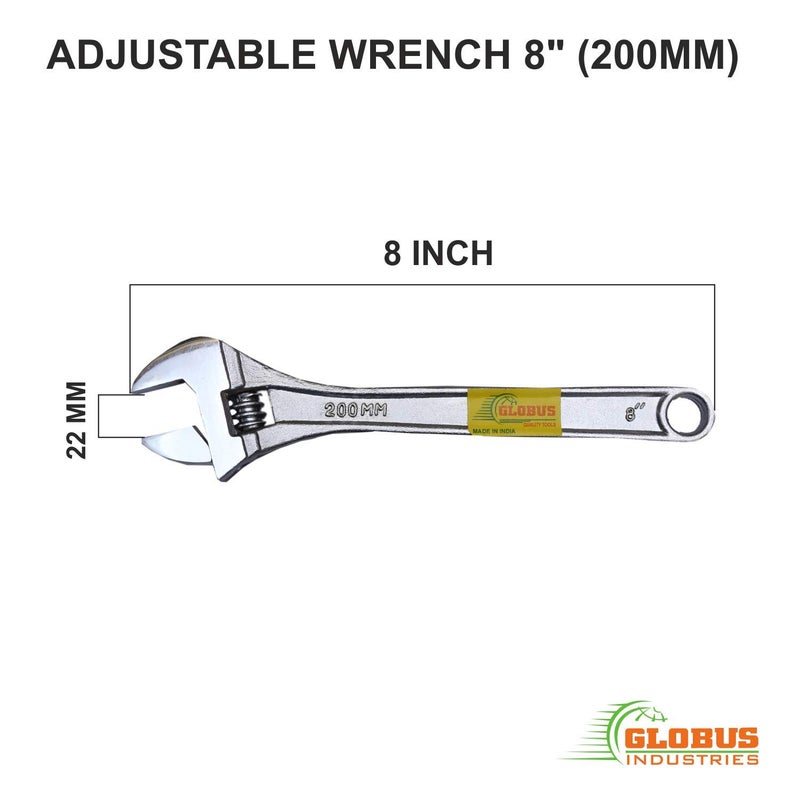 GLOBUS 1432 Forged Adjustable Steel Wrench 150 mm 200 mm and 250 mm chrome finish - Image 5