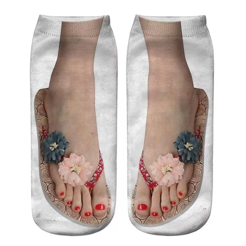 Explosions Flip-Flops 3D Socks Explosions Three-Dimensional Printed Socks Flip-Flops Socks Nail Socks Trembles With The Same Paragraph - Image 1