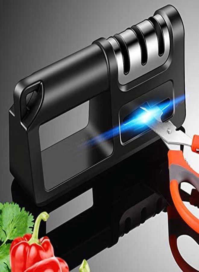Hottest Knife Sharpener,4-in-1 Kitchen Chef Knife and Scissors Sharpener, Professional Diamond Rods Expertly Sharpen Steel, Ceramic Knives and Scissors Easily, Manual Knife Sharpeners (Black)  - Image 1