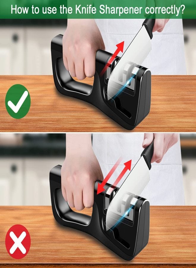 Hottest Knife Sharpener,4-in-1 Kitchen Chef Knife and Scissors Sharpener, Professional Diamond Rods Expertly Sharpen Steel, Ceramic Knives and Scissors Easily, Manual Knife Sharpeners (Black)  - Image 5