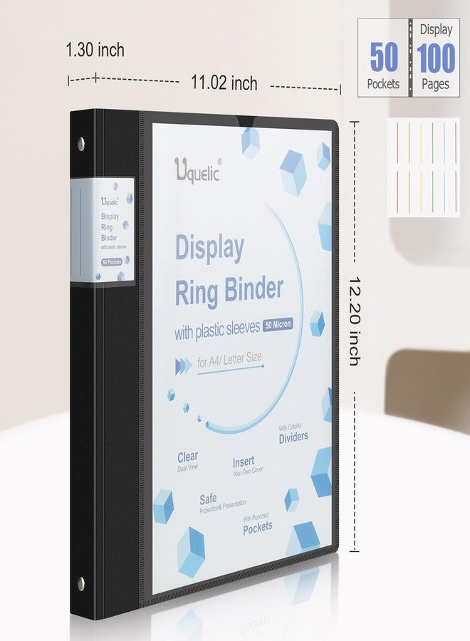 Uquelic 50 Pocket Presentation Binder with Clear Sleeves Letter/A4 Size - Image 4