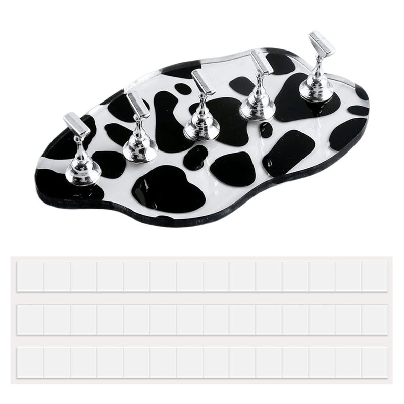 1Set Acrylic Nail Stand with 42pcs Reusable Putty Metal Nail Holder for Painting Nail Display Stand Nail Hand Practice Nail Tip Stand Magnetic Nail Art Tools DIY for Homes and Salons