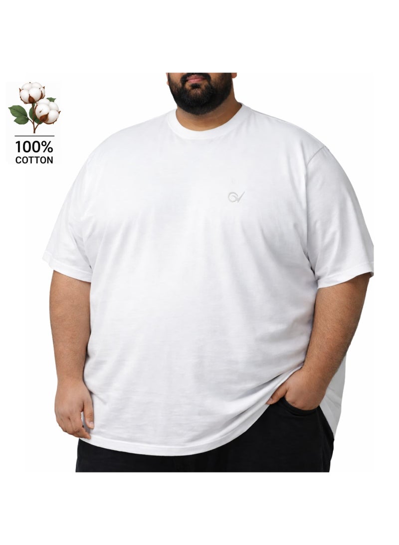 OVERS Plus Size Plain White T-Shirt  for Men - Image 1