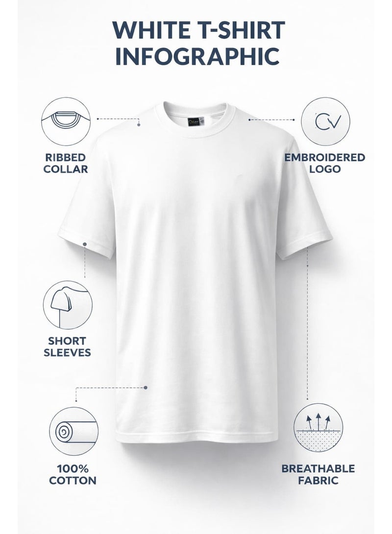 OVERS Plus Size Plain White T-Shirt  for Men - Image 4