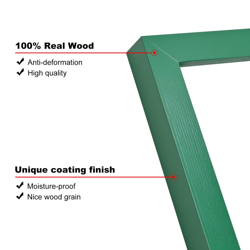KINLINK 6x8 Picture Frames Green - Wood Frames with Acrylic Plexiglass for Pictures 4x6 with Mat or 6x8 without Mat  Tabletop and Wall Mounting Display  Set of 4