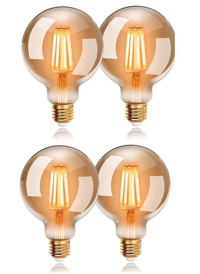 MODI LED G125 Extra Large Globe Filament Light Bulb 6W E27 Edison Screw 4 Pcs  - Image 1