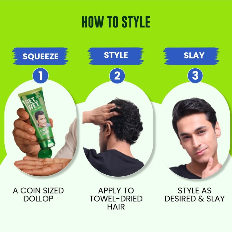 SET WET Set Wet Styling Hair Gel for Men Party Shine 100gm Strong Hold High Shine For Short to Medium Hair No Alcohol No Sulphate - Image 5