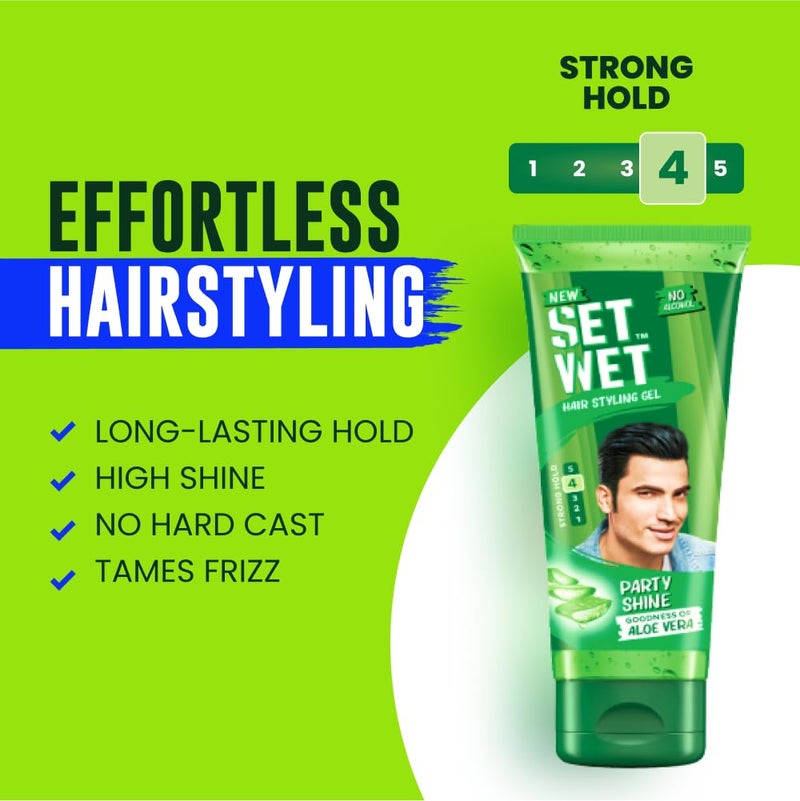 SET WET Set Wet Styling Hair Gel for Men Party Shine 100gm Strong Hold High Shine For Short to Medium Hair No Alcohol No Sulphate - Image 3