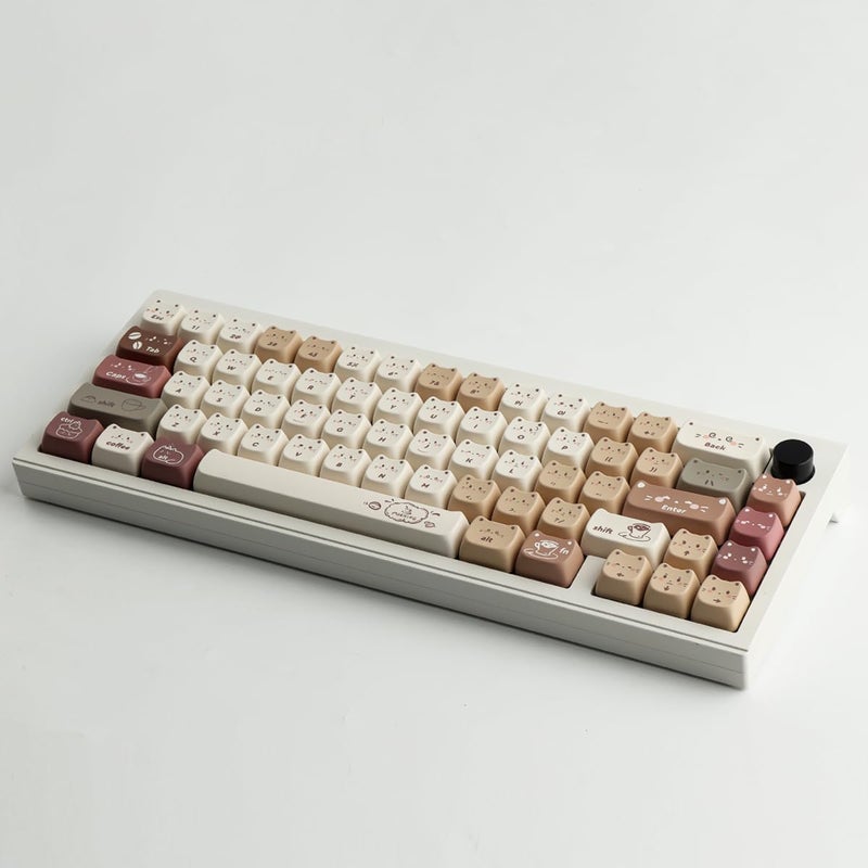 TYRIXKI PBT Keycaps 142 Keys Cute Keycaps Dye-Sublimation Coffee Cat Keycap Mao Profile Custom Keycap for Cherry Gateron MX Swithes Mechanical Gaming Keyboards - Image 5