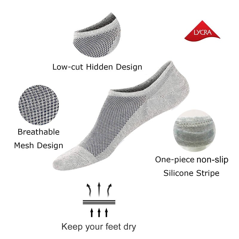 SIXDAYSOX No Show Socks Men 6 pack Low Cut Invisible Ondo Non Slip Socks for Loafer Flats Sneakers 9-11 - Image 3