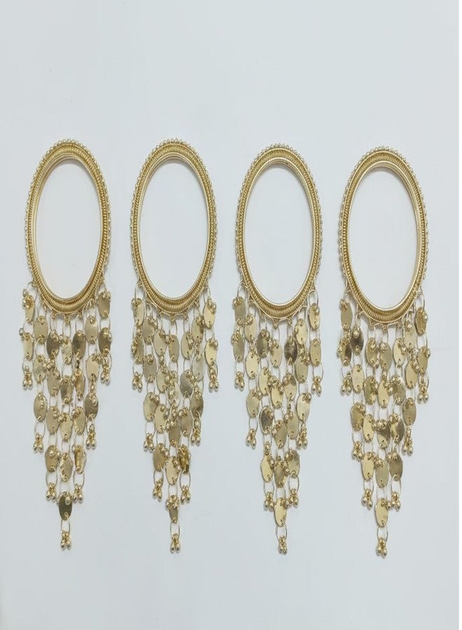 NMII Gold Tone Hanging Charm Bangles for Women | Designer Engagement Kada | Bridal Party Ethnic Chudi | Trending Indian Fashion Jewelry - Set of 4 (MAH174_SpringLatkan-Gold-2.4) - Image 3