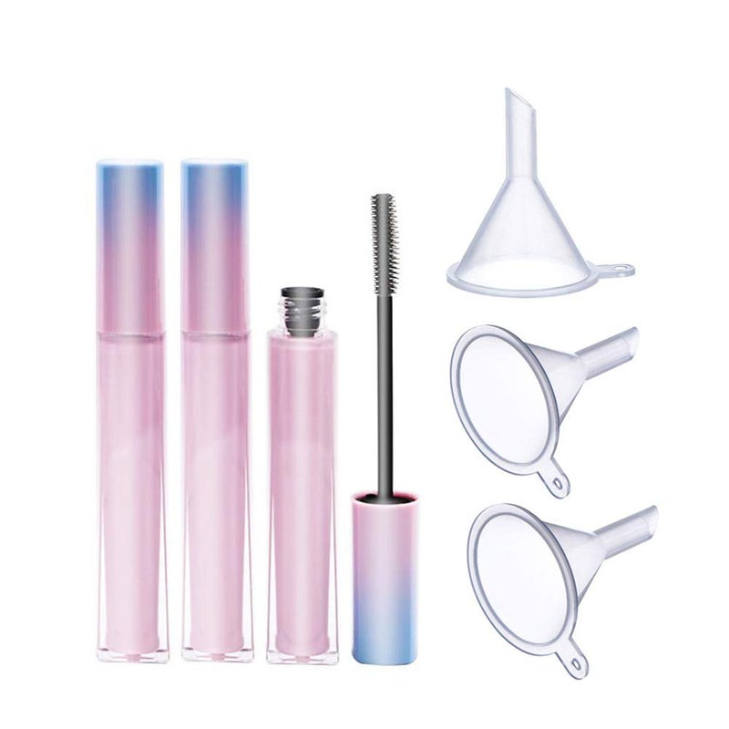 lasenersm 3 Pieces 7ml Luxury Reusable Empty Mascara Tubes With Eyelash Wand Empty Bottle Tube Container for Eyelash Growth Oil Mascara with Brush and 3 Funnels Home and Travel Use Pink Gradient
