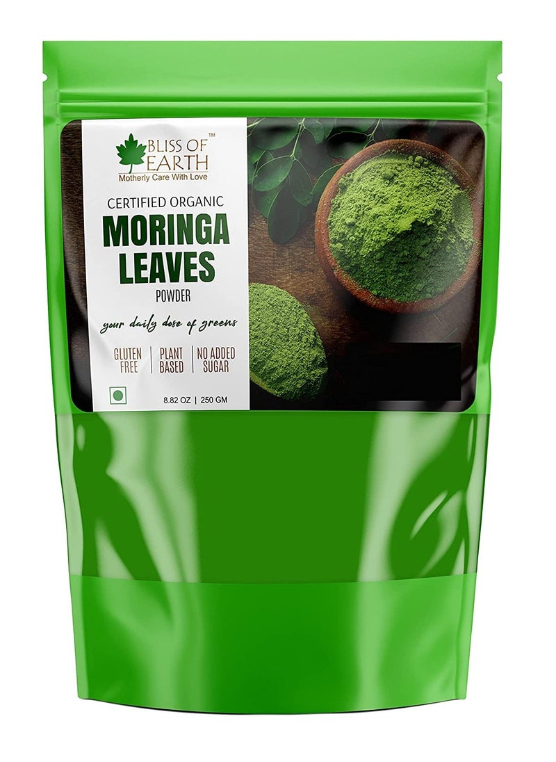 BLISS OF EARTH - 250GM Organic Moringa Leaves Powder For Weight Loss, Super Food Dietary Supplement - Image 1