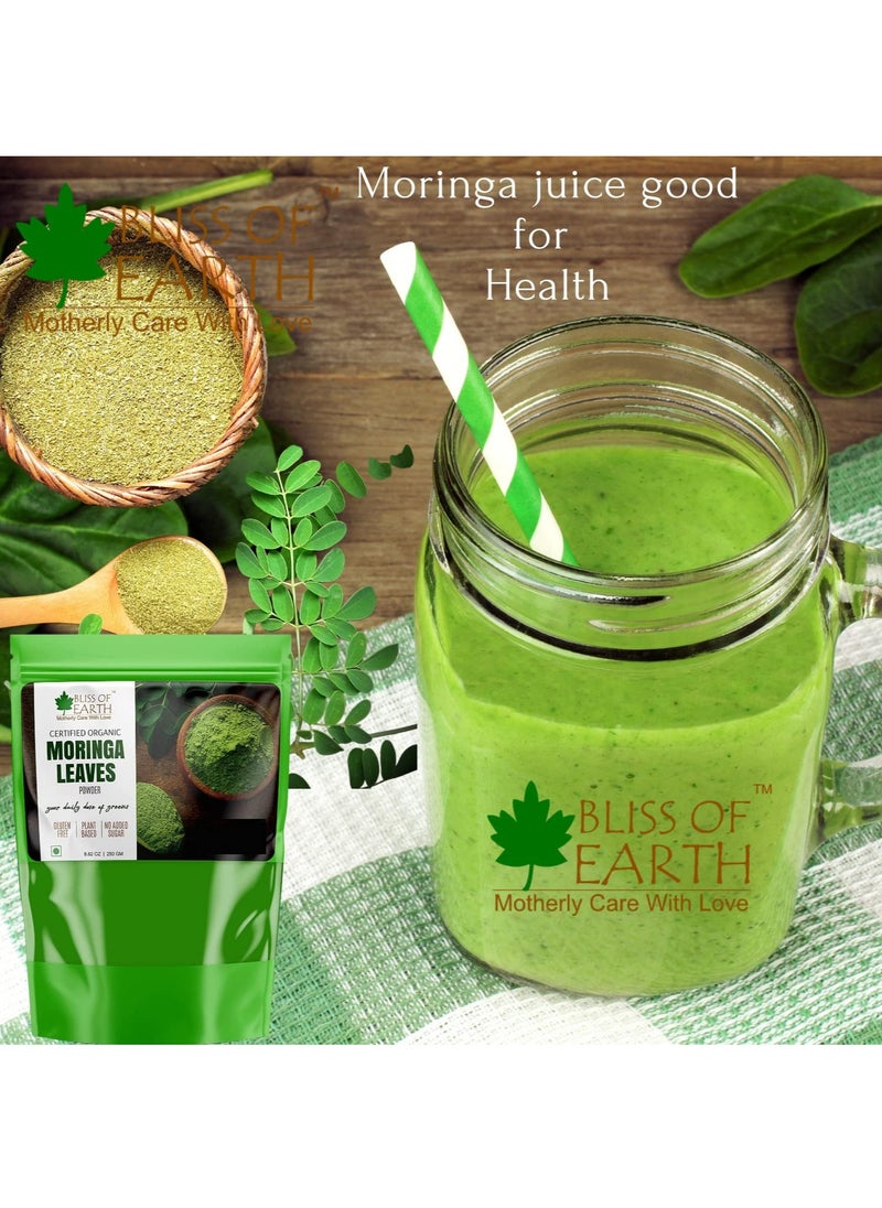 BLISS OF EARTH - 250GM Organic Moringa Leaves Powder For Weight Loss, Super Food Dietary Supplement - Image 1