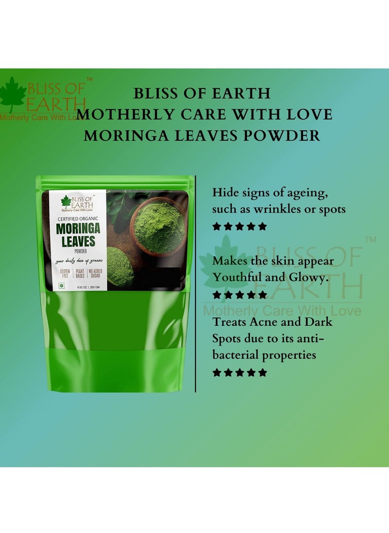 BLISS OF EARTH - 250GM Organic Moringa Leaves Powder For Weight Loss, Super Food Dietary Supplement - Image 1