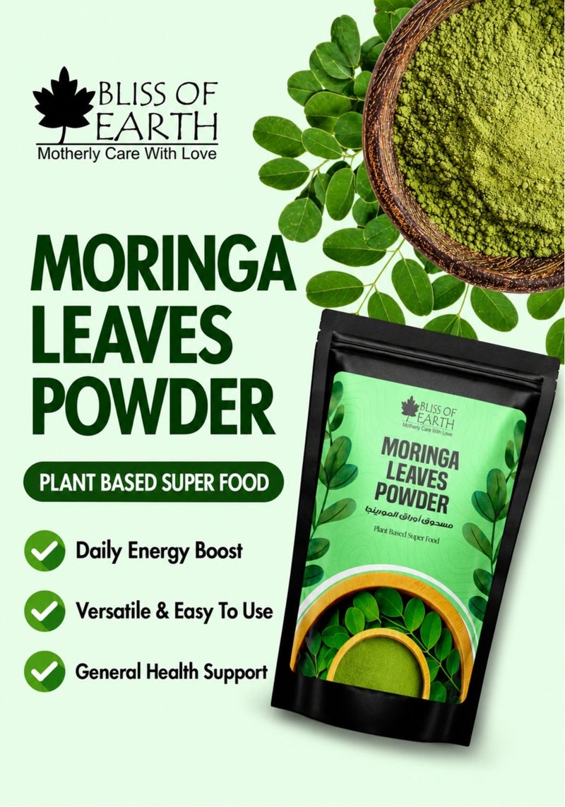 Bliss of Earth Organic Moringa Powder 250g, Pure Moringa Leaf Powder, Superfood Rich in Vitamins & Minerals, Energy, Immunity & Detox, Vegan, Gluten-Free - Image 2