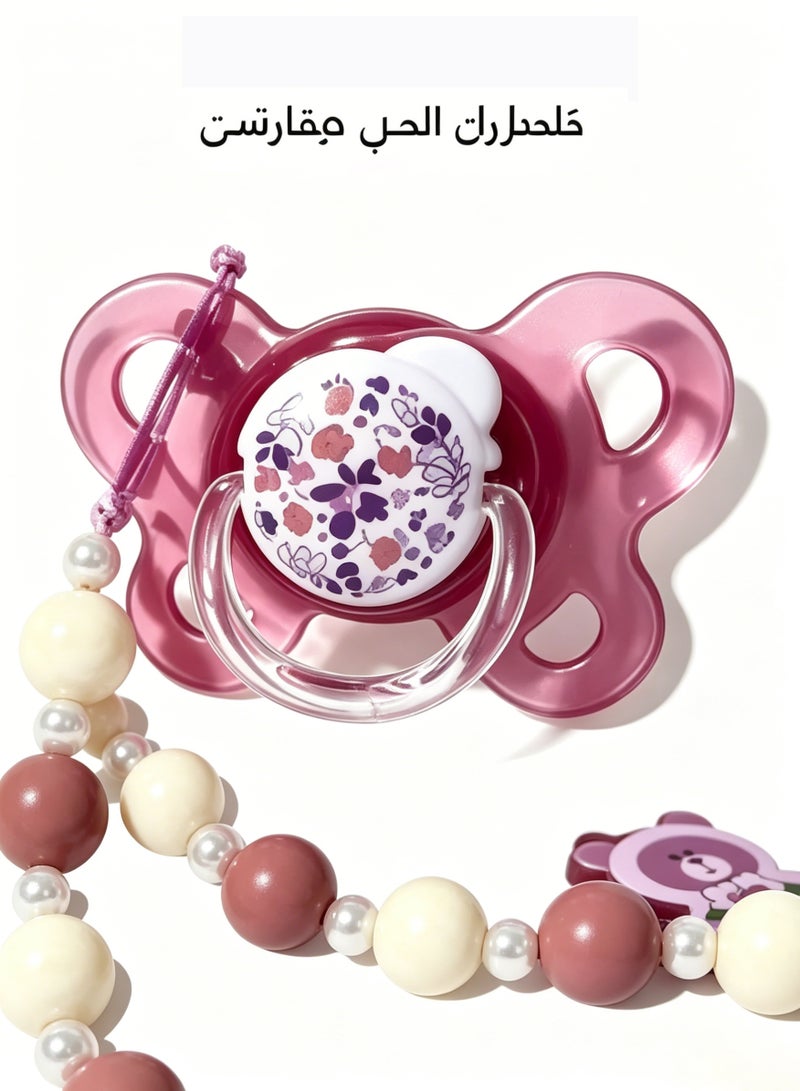 Amanli Baby Pacifier with Clip & Chain - Food-Grade PP & Soft Silicone, BPA-Free, Soothing Comfort for Infants(Pink) - Image 2