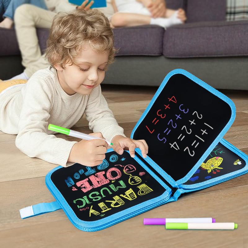 FINEMOE Reusable Doodle Book Set for Kids, 14 Page Erasable Drawing Notebook with 12 Sketch Pens, 2 Wipes, Fun Painting Activity & Stationery Kit, Age 3-12 Gift (Unicorn), Multicolor - Image 5