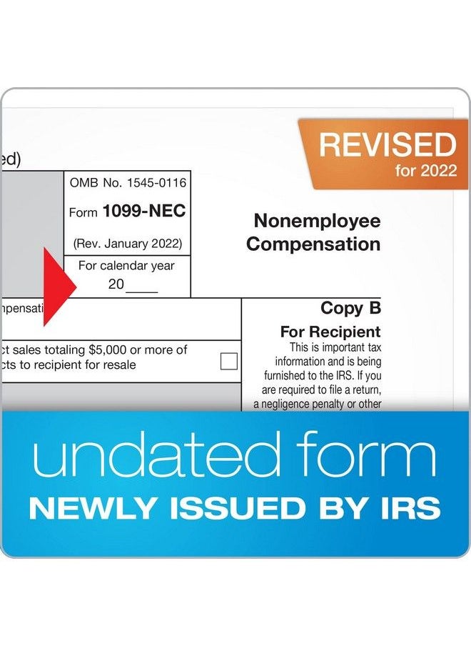 ADAMS - 1099 Nec 3 Up Forms 2022 5 Part 1099 Forms Laser Inkjet Tax Form Sets For 50 Recipients Includes 3 1096 Forms 50 Pack (Txa22993Nec22) - Image 1