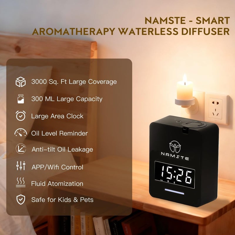 NAMSTE Aroma Diffuser,Smart Scented Diffuser,300ML Waterless Aromatherapy Aromatic Devices Machine Fragrance Diffuser for Room, Business, Office, Spa Room(Black) - Image 4