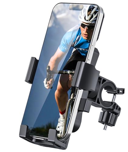 amzluv Bike Phone Holder Mount Secure Handlebar Phone Mount Holder for Bike and Motorcycle Suitable for iPhone and 4568 Smartphones Black - Image 1