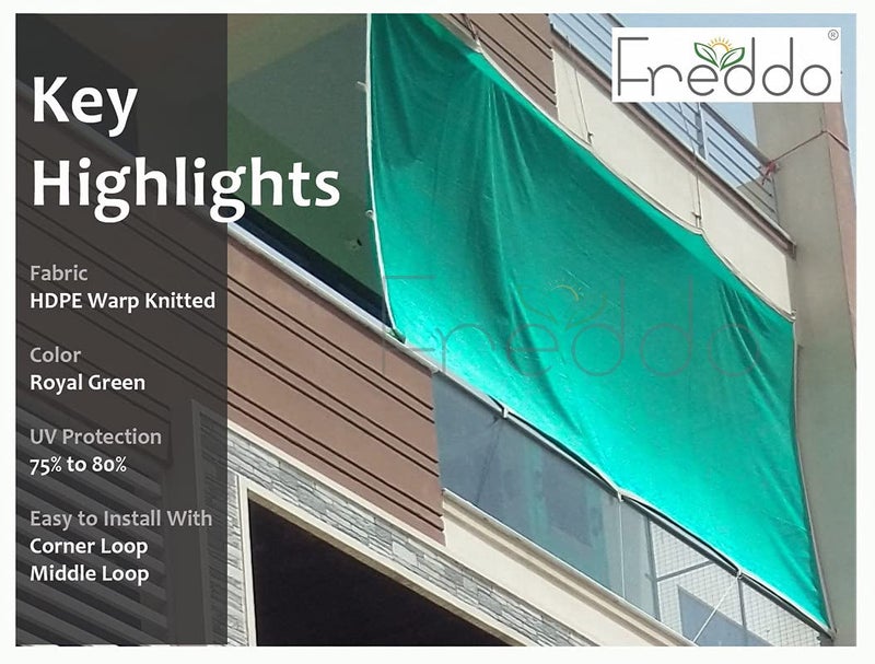 FREDDO FREDDO HDPE Fabric Cotton Webbing Sun Shade Sails 7580 Protection from Sun UV Rays Ideal for Car Parking Outdoor Garden Balcony Patio Green Color 20 ft x 40 ft Pack of 1 Piece  - Image 2
