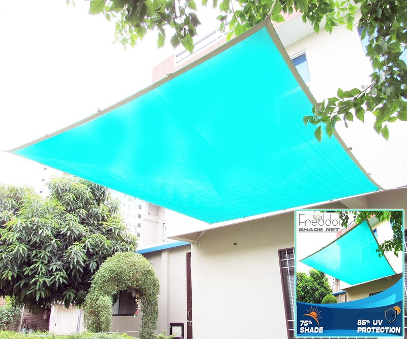 FREDDO FREDDO HDPE Fabric Cotton Webbing Sun Shade Sails 7580 Protection from Sun UV Rays Ideal for Car Parking Outdoor Garden Balcony Patio Green Color 20 ft x 40 ft Pack of 1 Piece  - Image 1