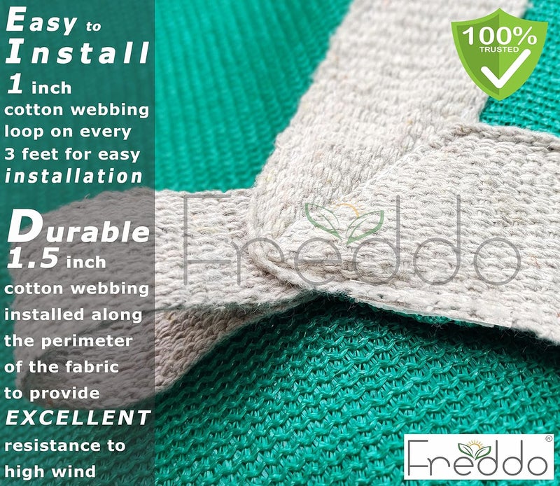 FREDDO FREDDO HDPE Fabric Cotton Webbing Sun Shade Sails 7580 Protection from Sun UV Rays Ideal for Car Parking Outdoor Garden Balcony Patio Green Color 20 ft x 40 ft Pack of 1 Piece  - Image 4